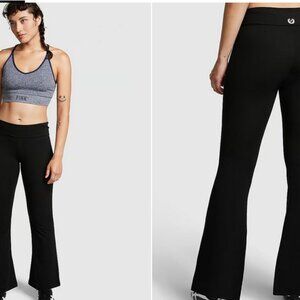 Victoria's secret pink cotton foldover waist flare leggings XL Short BLACK NWT